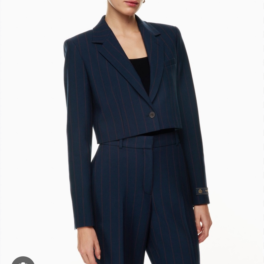 Aritzia babaton arbus Navy Pinstripe Cropped Blazer size small NWT